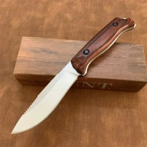 Straight Wilderness Hunting Knife  Wooden Handle